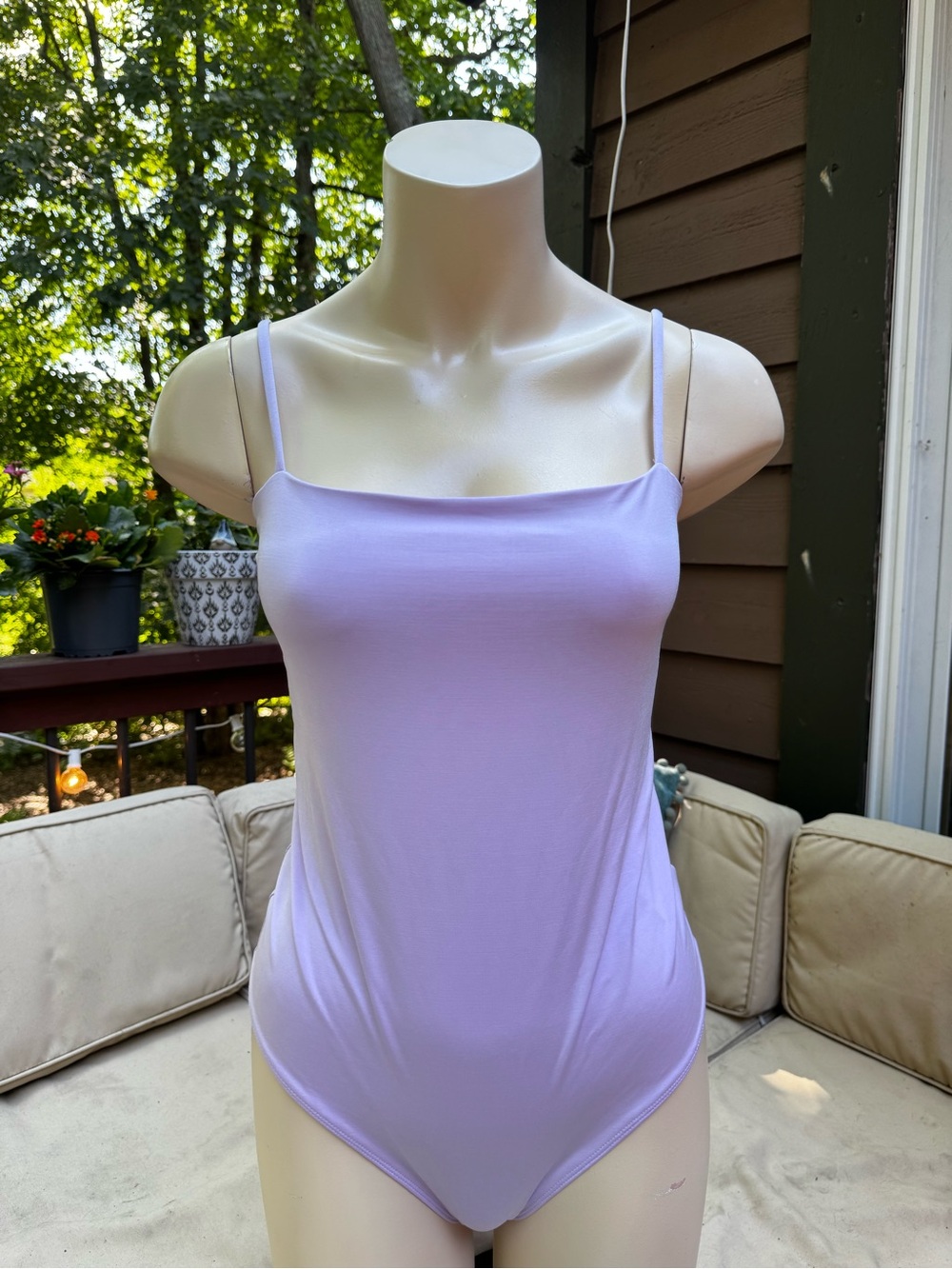 NWT Express Lilac Square Neck Spaghetti Strap Bodysuit